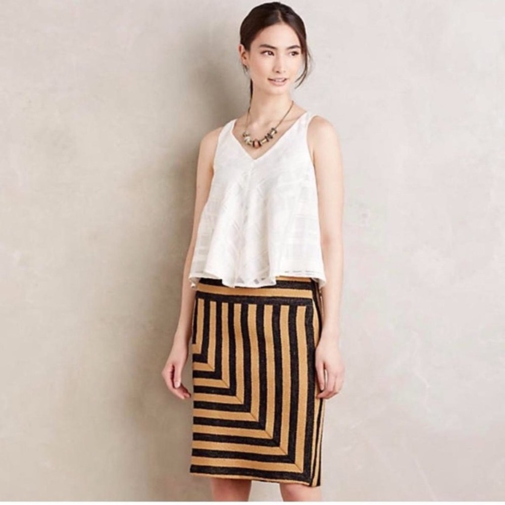 Eva Franco Black and Gold Pencil Skirt